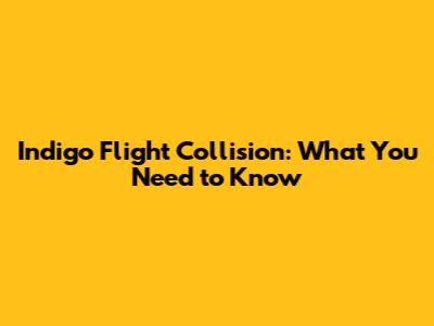 Indigo Flight Collision: What You Need to Know