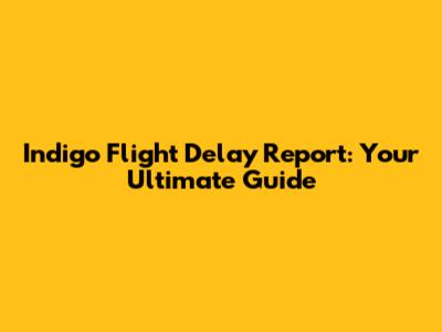 Indigo Flight Delay Report: Your Ultimate Guide
