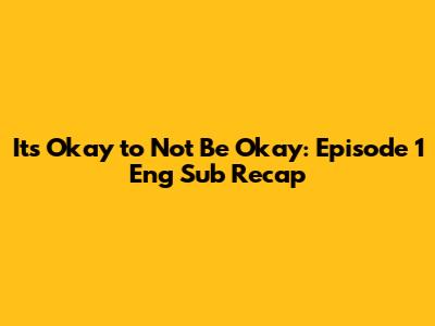It's Okay to Not Be Okay: Episode 1 Eng Sub Recap