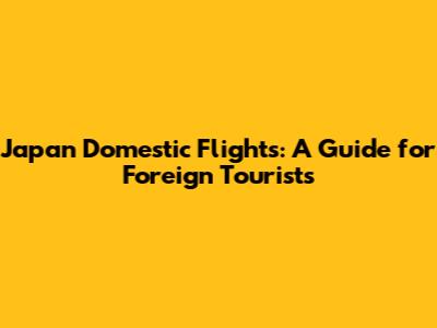 Japan Domestic Flights: A Guide for Foreign Tourists