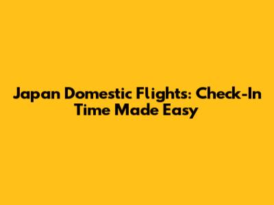 Japan Domestic Flights: Check-In Time Made Easy