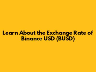 Learn About the Exchange Rate of Binance USD (BUSD)