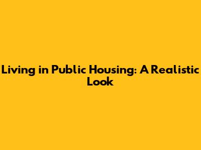 Living in Public Housing: A Realistic Look