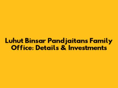 Luhut Binsar Pandjaitan's Family Office: Details & Investments