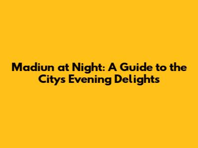 Madiun at Night: A Guide to the City's Evening Delights