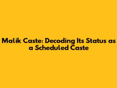 Malik Caste: Decoding Its Status as a Scheduled Caste