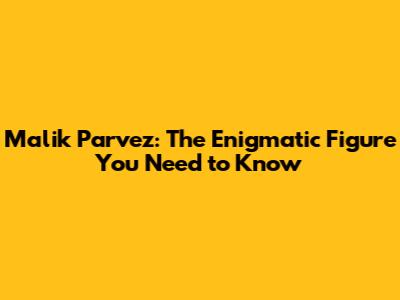 Malik Parvez: The Enigmatic Figure You Need to Know