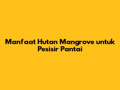 Manfaat Hutan Mangrove untuk Pesisir Pantai