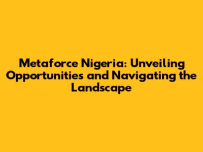 Metaforce Nigeria: Unveiling Opportunities and Navigating the Landscape
