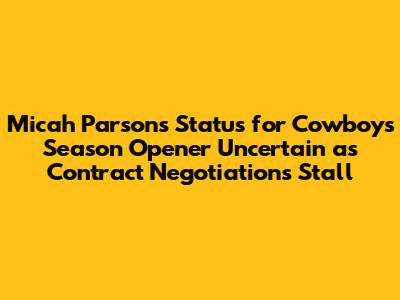 Micah Parsons Status for Cowboys Season Opener Uncertain as Contract Negotiations Stall