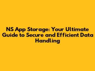 NS App Storage: Your Ultimate Guide to Secure and Efficient Data Handling