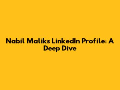 Nabil Malik's LinkedIn Profile: A Deep Dive