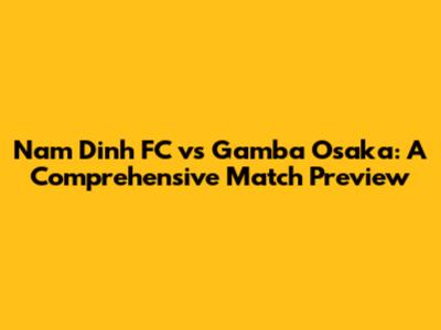 Nam Dinh FC vs Gamba Osaka: A Comprehensive Match Preview