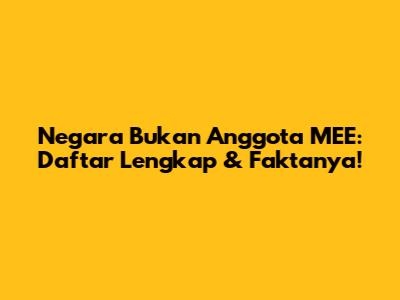 Negara Bukan Anggota MEE: Daftar Lengkap & Faktanya!
