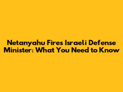 Netanyahu Fires Israeli Defense Minister: What You Need to Know