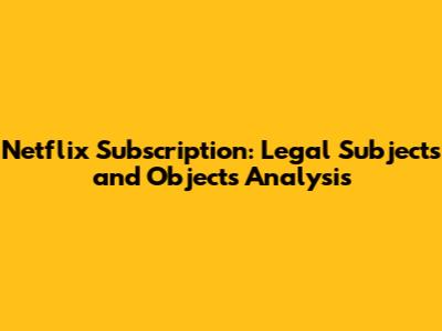 Netflix Subscription: Legal Subjects and Objects Analysis