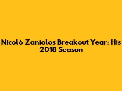 Nicolò Zaniolo's Breakout Year: His 2018 Season