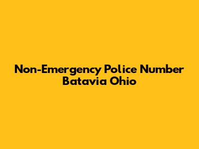 Non-Emergency Police Number Batavia Ohio