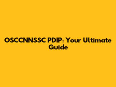 OSCCNNSSC PDIP: Your Ultimate Guide