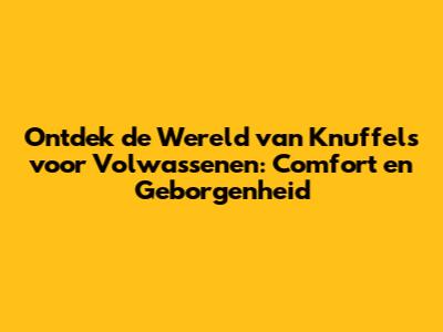 Ontdek de Wereld van Knuffels voor Volwassenen: Comfort en Geborgenheid