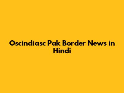 Oscindiasc Pak Border News in Hindi