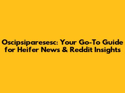 Oscipsiparesesc: Your Go-To Guide for Heifer News & Reddit Insights