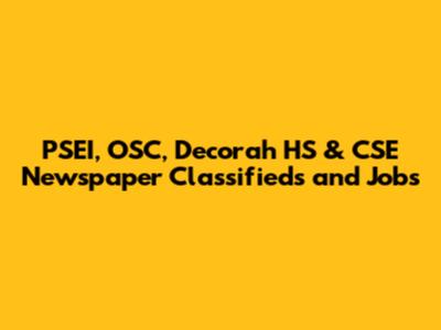 PSEI, OSC, Decorah HS & CSE Newspaper Classifieds and Jobs