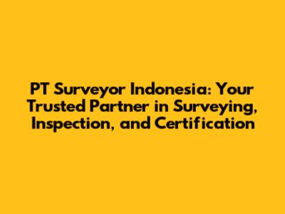PT Surveyor Indonesia: Your Trusted Partner in Surveying, Inspection, and Certification