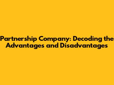 Partnership Company: Decoding the Advantages and Disadvantages
