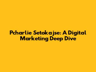 Pcharlie Setokajse: A Digital Marketing Deep Dive