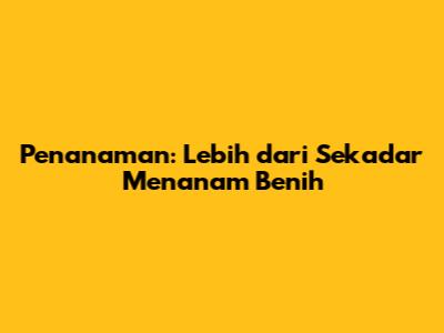 Penanaman: Lebih dari Sekadar Menanam Benih