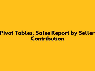 Pivot Tables: Sales Report by Seller Contribution