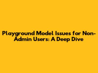 Playground Model Issues for Non-Admin Users: A Deep Dive
