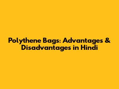 Polythene Bags: Advantages & Disadvantages in Hindi