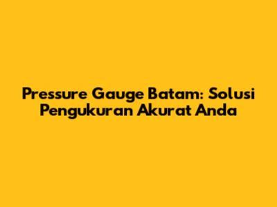 Pressure Gauge Batam: Solusi Pengukuran Akurat Anda
