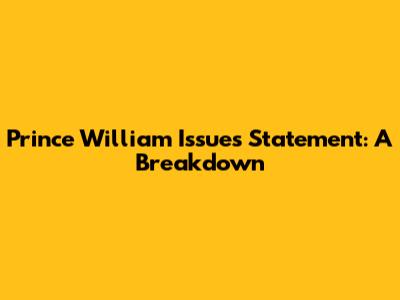 Prince William Issues Statement: A Breakdown