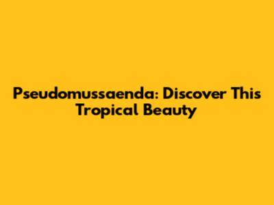 Pseudomussaenda: Discover This Tropical Beauty