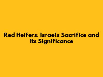 Red Heifers: Israel's Sacrifice and Its Significance