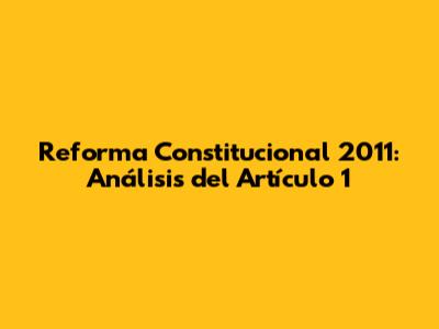 Reforma Constitucional 2011: Análisis del Artículo 1