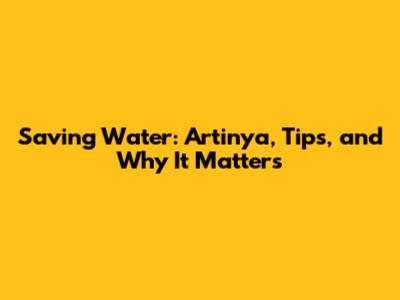 Saving Water: Artinya, Tips, and Why It Matters