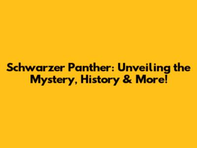 Schwarzer Panther: Unveiling the Mystery, History & More!
