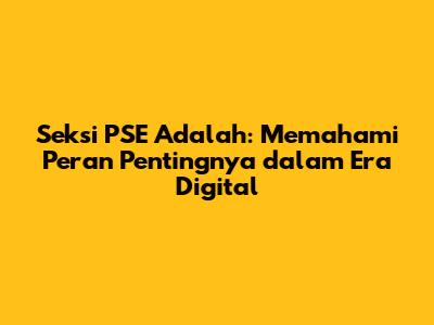 Seksi PSE Adalah: Memahami Peran Pentingnya dalam Era Digital