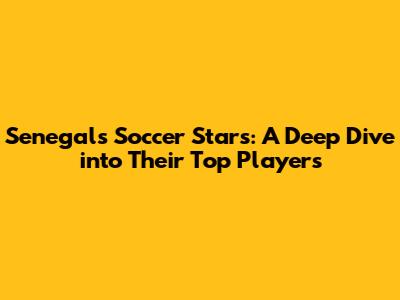 Senegal's Soccer Stars: A Deep Dive into Their Top Players