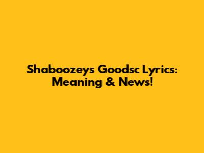 Shaboozey's "Goodsc" Lyrics: Meaning & News!