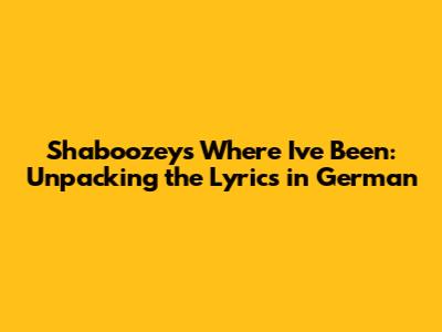 Shaboozey's "Where I've Been": Unpacking the Lyrics in German