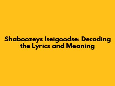 Shaboozey's Iseigoodse: Decoding the Lyrics and Meaning
