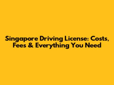 Singapore Driving License: Costs, Fees & Everything You Need