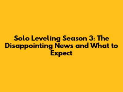 Solo Leveling Season 3: The Disappointing News and What to Expect