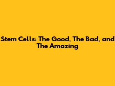 Stem Cells: The Good, The Bad, and The Amazing