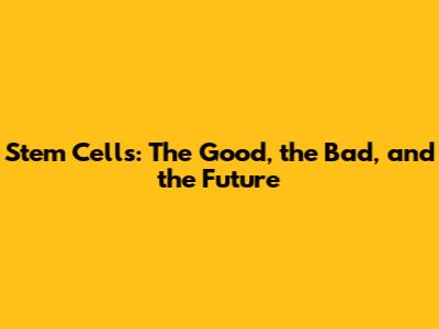 Stem Cells: The Good, the Bad, and the Future
